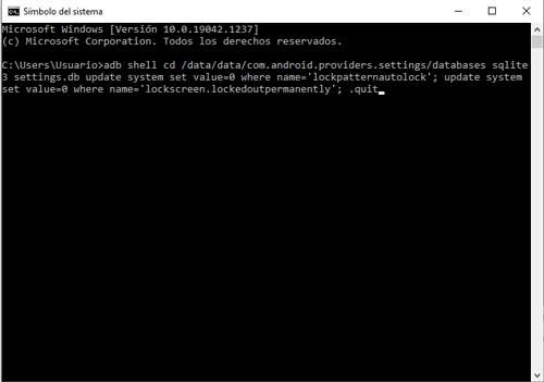 Desbloqueo del patron de seguridad en Android